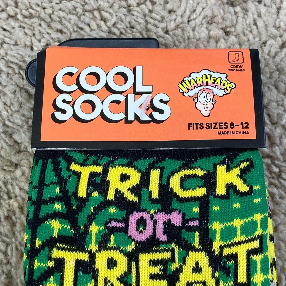 Cool Socks Warheads Trick or Treat Halloween Crew Socks Unisex 8-10 (2 Pair) NWT